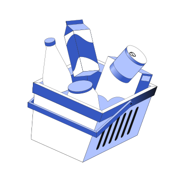 Shopping basket full of groceries animated illustration in GIF, Lottie (JSON), AE