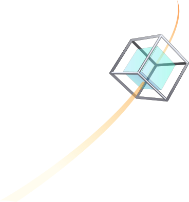 青い立方体で軌道を描く PNG、SVG