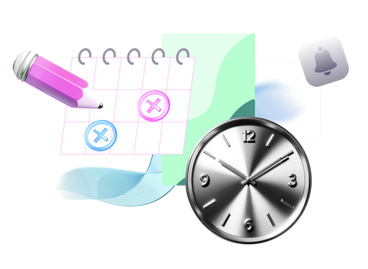 Gestión del tiempo con calendario y reloj. PNG, SVG