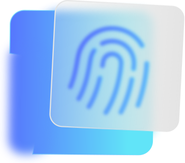 glass card with a fingerprint PNG, SVG