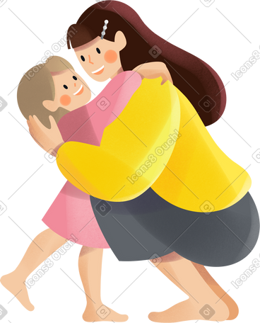 Mother hugging her daughter PNG, SVG