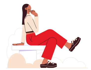 A woman sits and thinks PNG, SVG