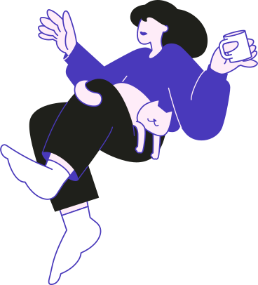 Женщина с кошкой и кружкой в PNG, SVG