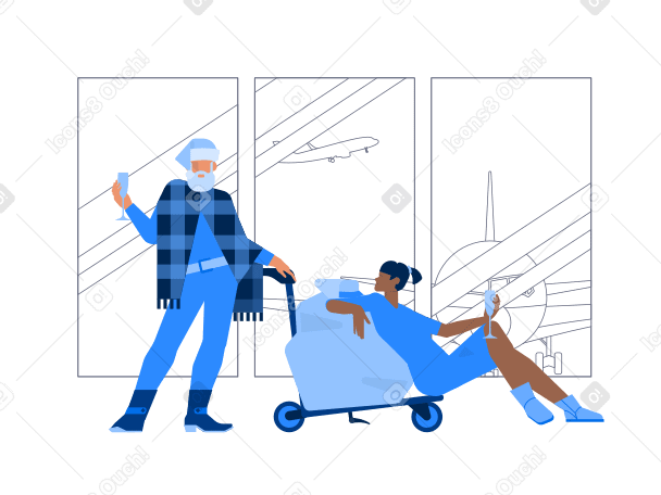 Santa in airport Illustration in PNG, SVG