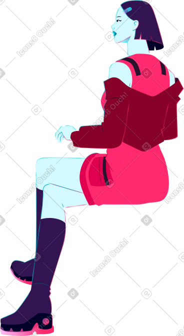 坐着的年轻女子 PNG, SVG