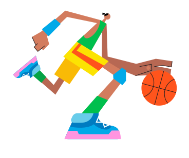 Basketball-spieler animierte Grafik in GIF, Lottie (JSON), AE
