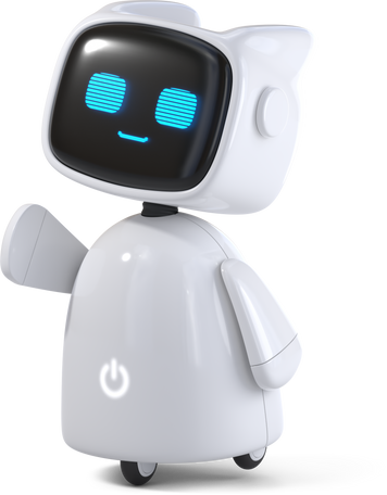 3D friendly robot assistant waving Illustration in PNG, SVG