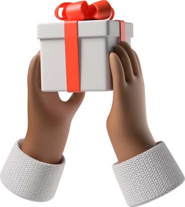 Brown skin hands holding a gift box PNG, SVG