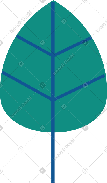 Vein green leaf with blue stem PNG, SVG