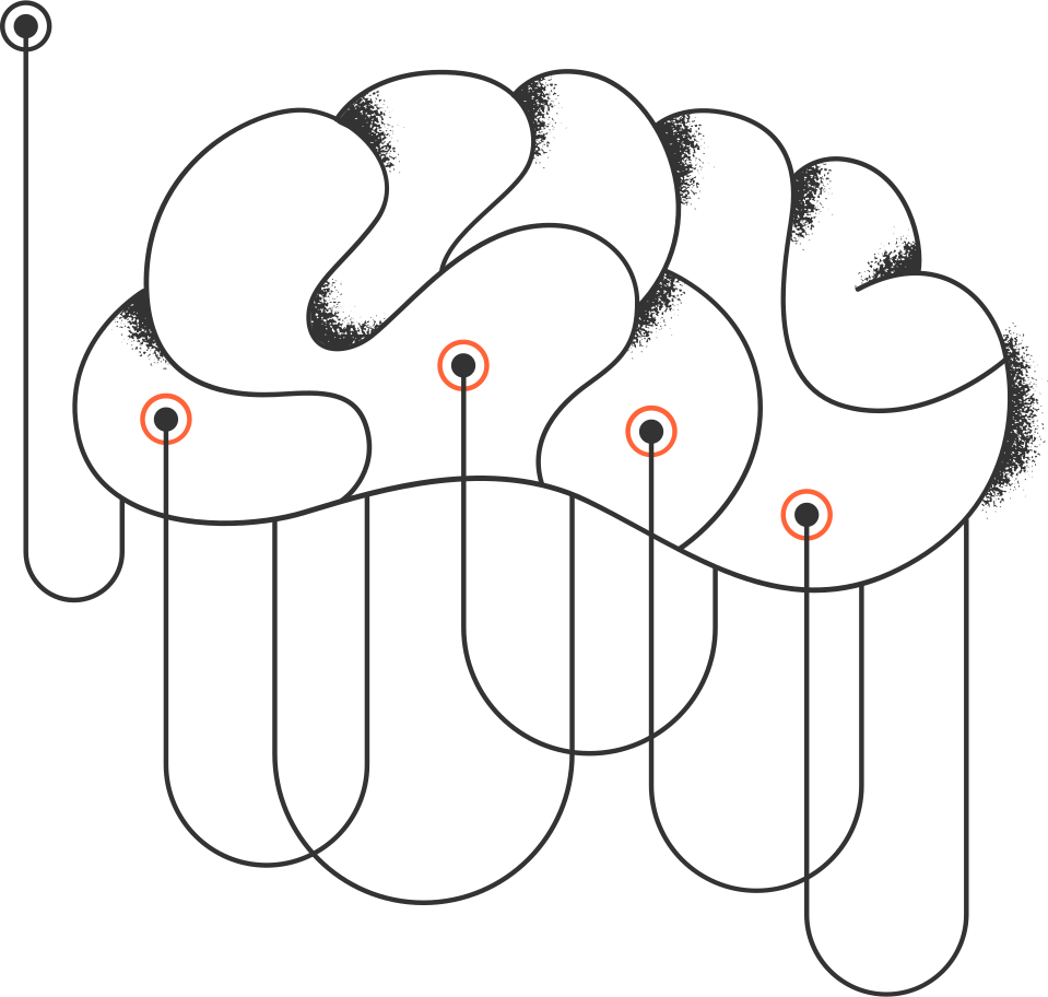 brain with electrodes Illustration in PNG, SVG