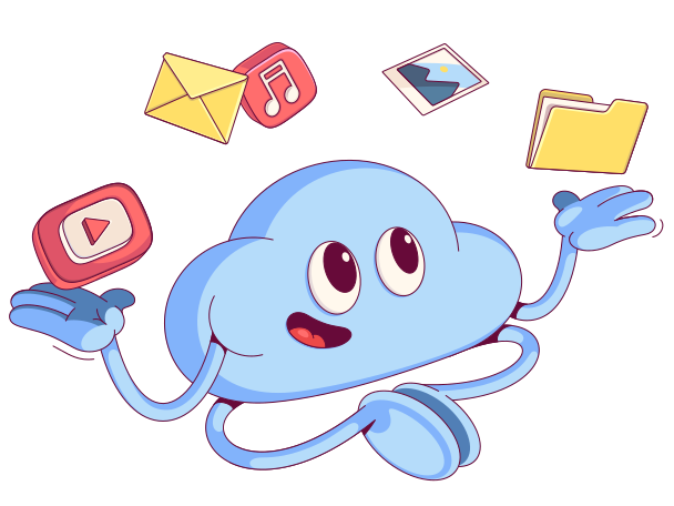 Cloud storage with files    Illustration in PNG, SVG