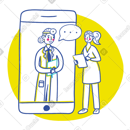 Online consultation with a doctor by phone PNG, SVG