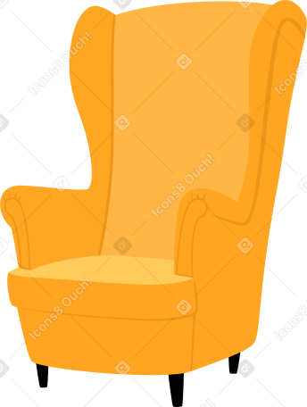 yellow high back chair Illustration in PNG, SVG