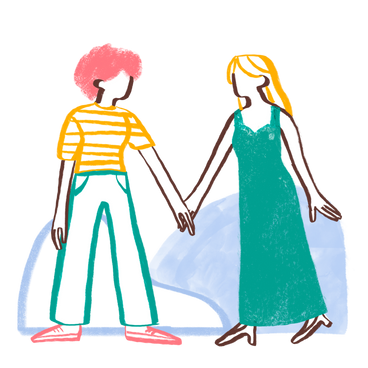 Two women holding hands PNG, SVG