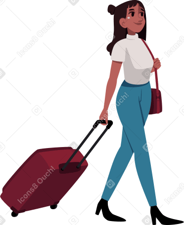 woman with suitcase PNG, SVG