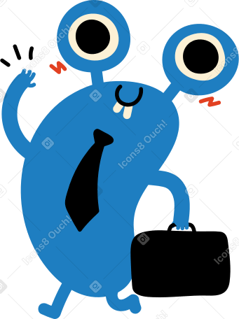 blue character in a tie with a suitcase PNG, SVG