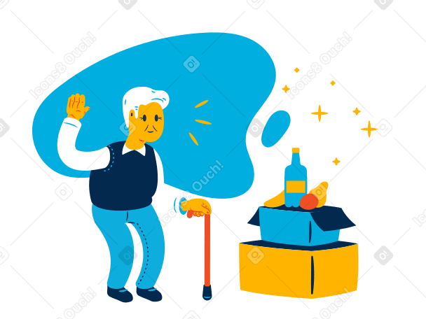 Grocery delivery for seniors Illustration in PNG, SVG