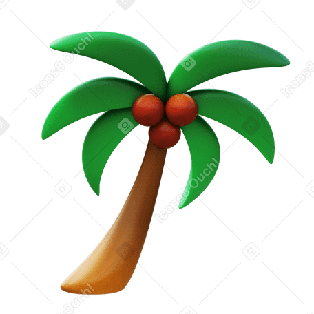 3D 코코넛이 든 야자수 PNG, SVG