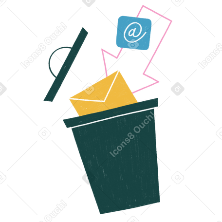 Letter thrown in the trash can Illustration in PNG, SVG