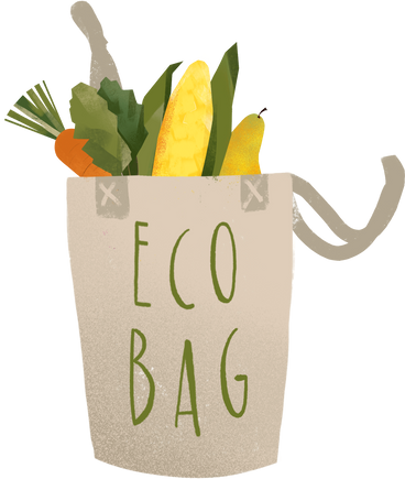 Eco bag full vegetables and fruits в PNG, SVG