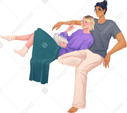 man and woman sitting together PNG, SVG