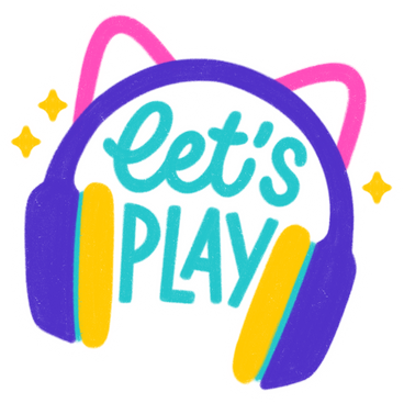 lettering sticker with headphones let's play text PNG, SVG