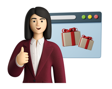 Businesswoman ordering presents online PNG, SVG