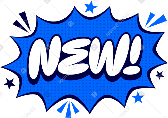 lettering new with stars in comics style Illustration in PNG, SVG