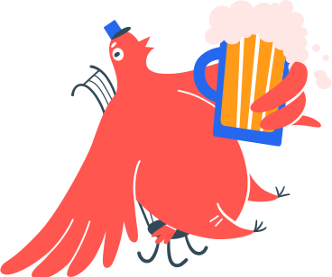 cartero pájaro en silla con cerveza PNG, SVG