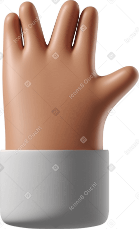 3D Vulcan salute tanned skin hand PNG, SVG