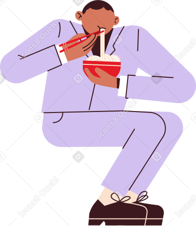 man eating noodles with chopsticks PNG, SVG