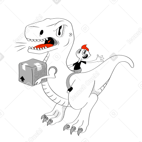 Package delivery on a dinosaur PNG, SVG