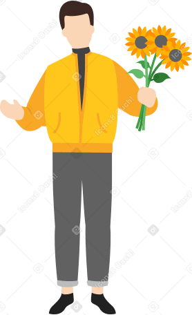 man with flowers Illustration in PNG, SVG