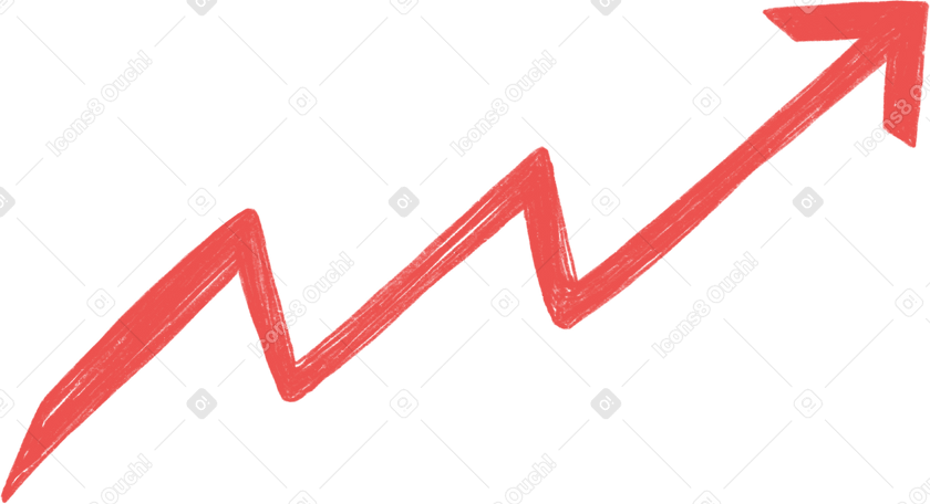 red investment growth arrow Illustration in PNG, SVG