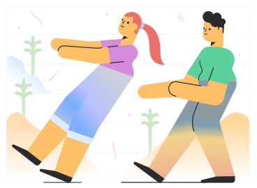 Woman and man doing a trust fall PNG, SVG
