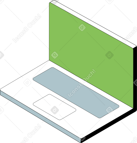 open laptop with green screen Illustration in PNG, SVG