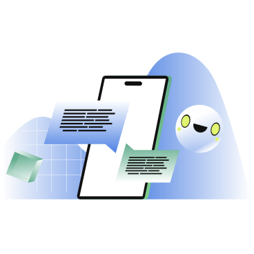 Online messaging with AI chatbot PNG, SVG