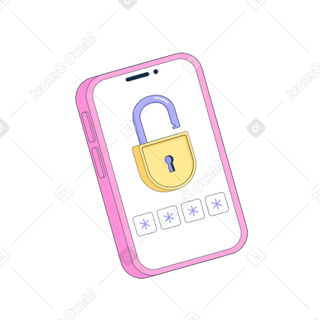Phone with lock Illustration in PNG, SVG
