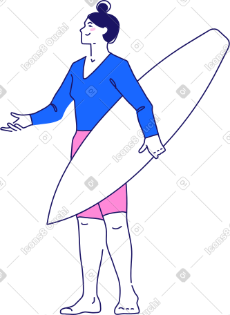 有冲浪板的女人 PNG, SVG