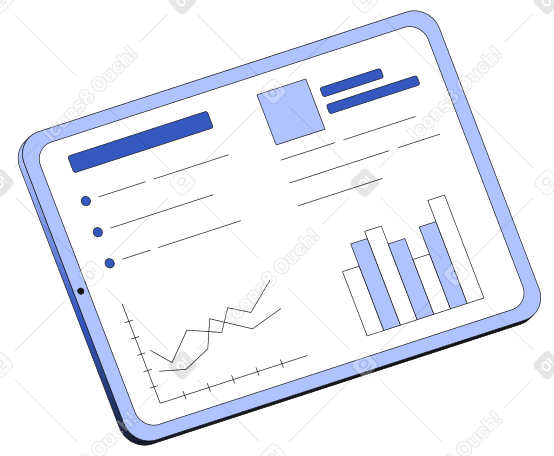 Tablet with chart board Illustration in PNG, SVG