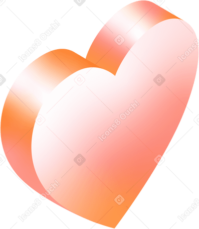 isometric orange heart PNG, SVG