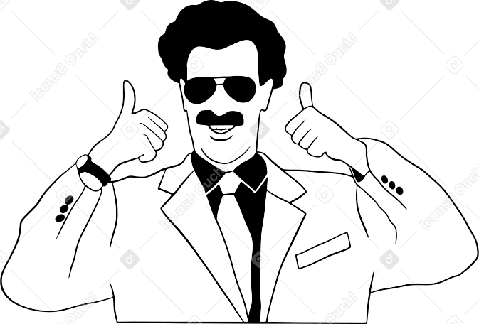 Mann mit schnurrbart zeigt daumen hoch PNG, SVG