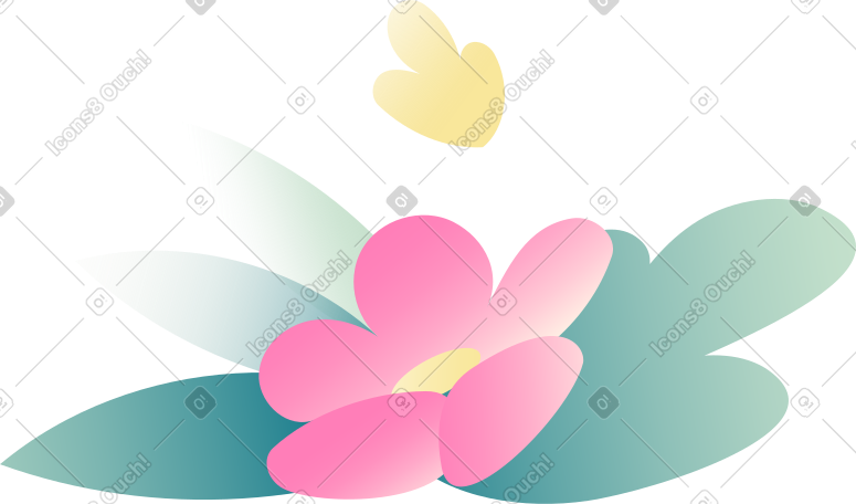 带叶子的粉红色花朵 PNG, SVG