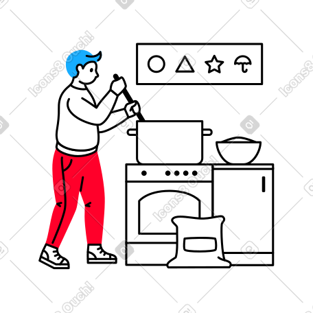 男人在电炉上做饭 PNG, SVG