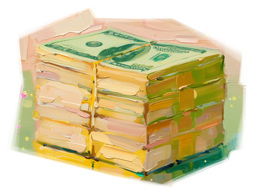 Oil painting of a stack of money PNG, SVG