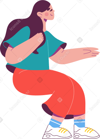seated woman stroking her hair Illustration in PNG, SVG
