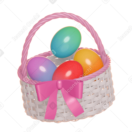 3D easter eggs basket PNG, SVG