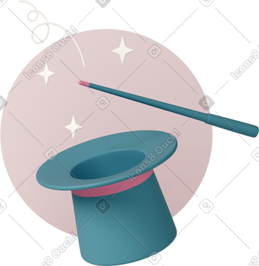 Magic wand with magician hat PNG, SVG