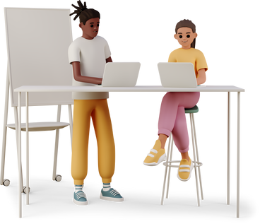 young man and woman working in the office PNG, SVG