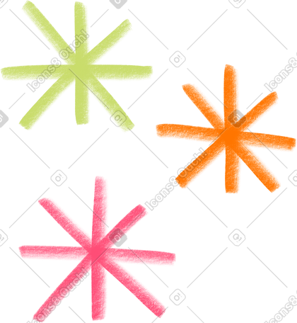 three colorful snowflakes PNG, SVG